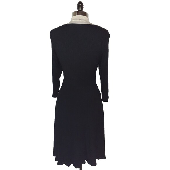 TORRID Plus Size 1 1X A-Line Dress Black 3/4 Sleeve Stretch Knit - Picture 4 of 5